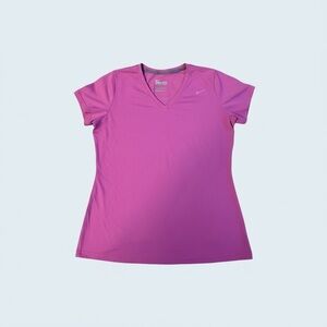 Nike Dri-FIT Pink Performance Tee Women’s XL V-Neck Slim Fit Active Top